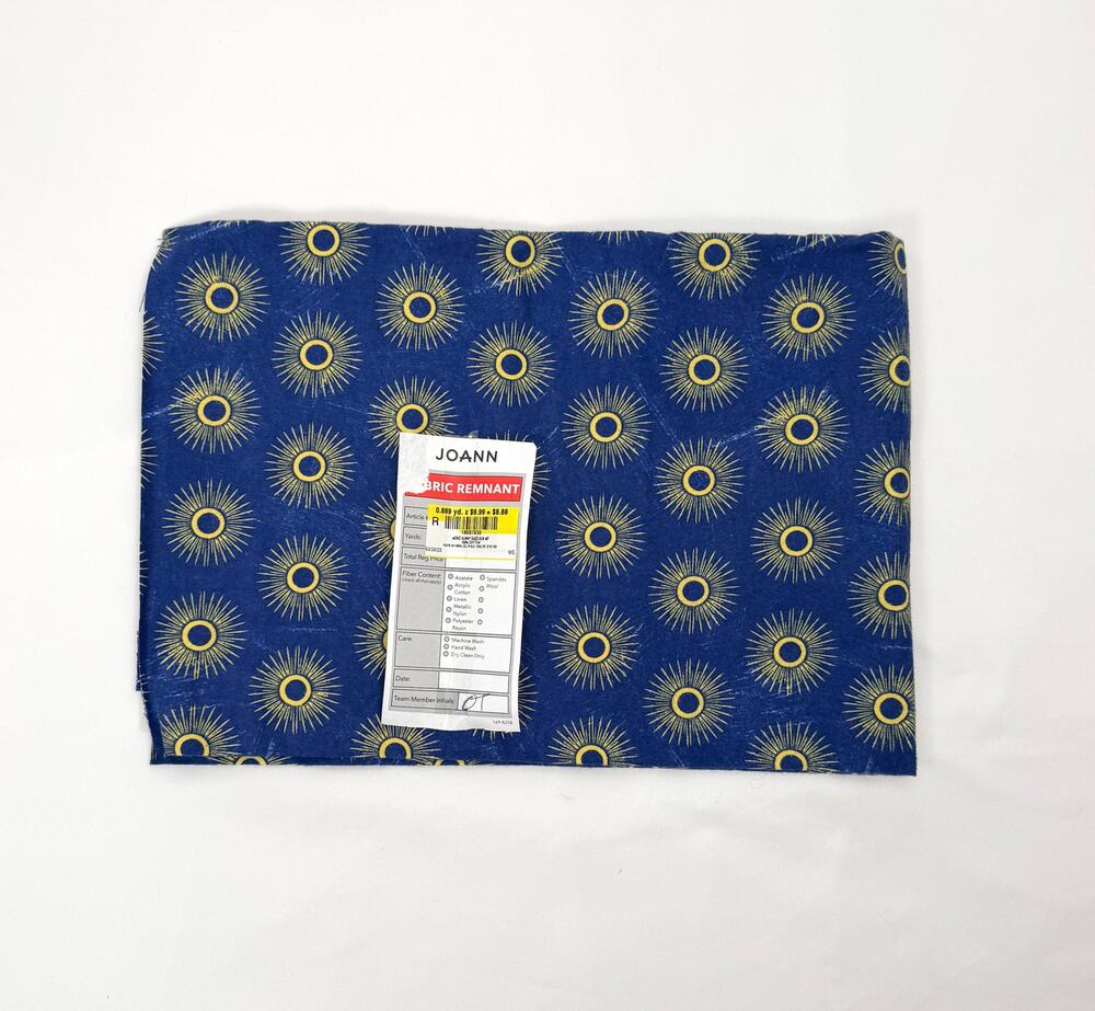 Joann Sunny Daze Sun Fabric Navy Gold 100% Cotton 0.889 Yard 43" Sewing